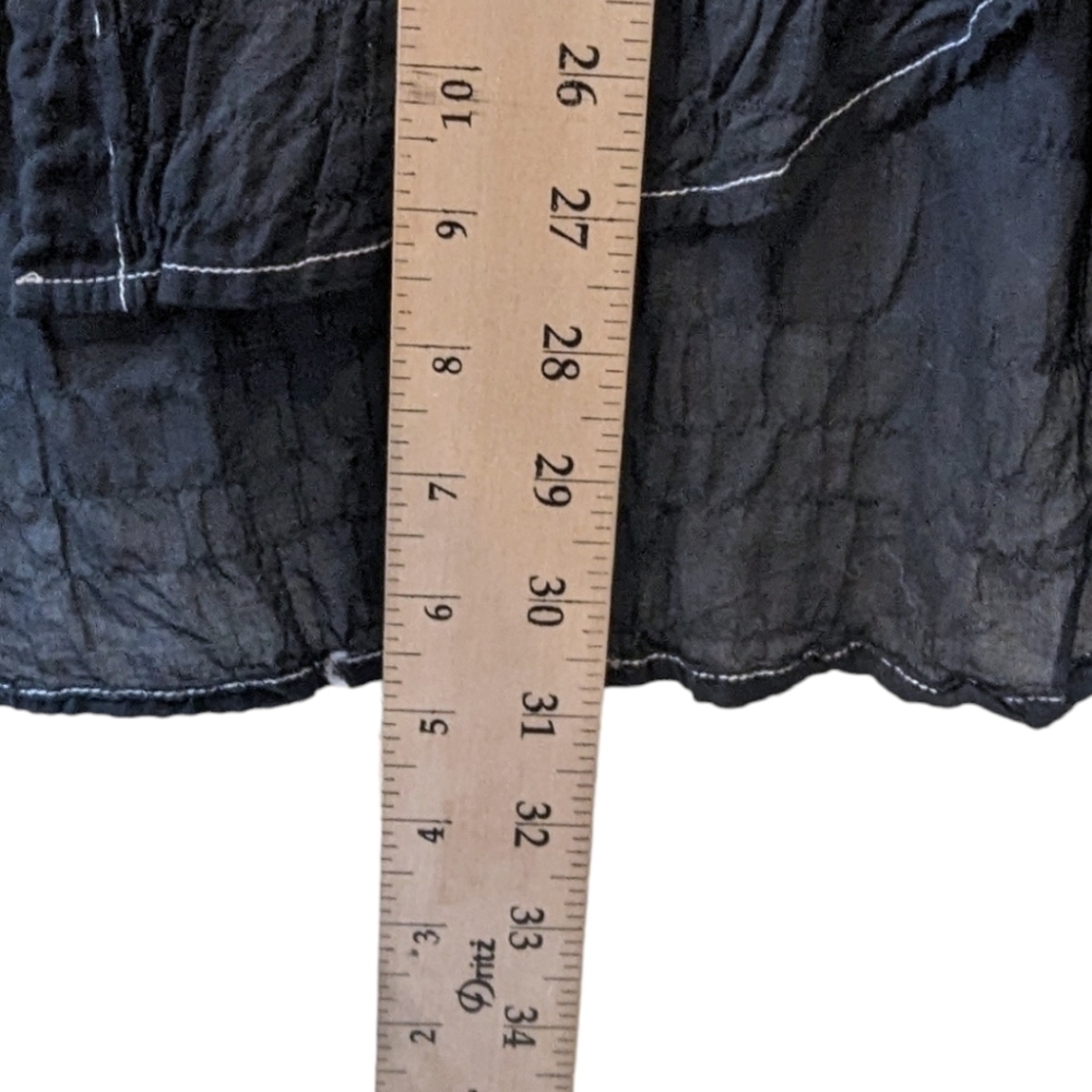 American Colors Alex Lehr Black Crinkle Organic Cotton Lagenlook Shirt (XL) - Picture 6 of 6